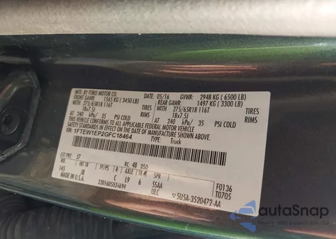 2016 Ford F-150 Xlt z USA, uszkodzony, nr VIN 1FTEW1EP2GFC18464